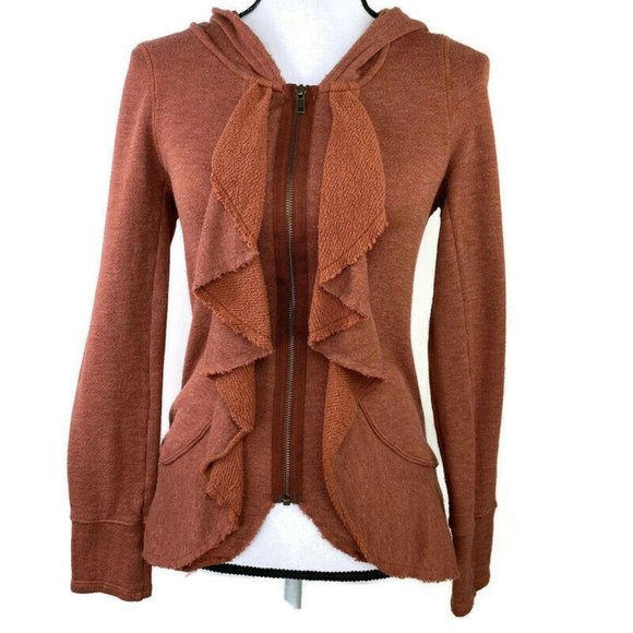 Anthropologie Tops - Anthro Saturday Sunday  Full Zip Ruffle Hoodie
